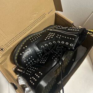 Dr. Martens Black Atlas Boots with Silver Studs
